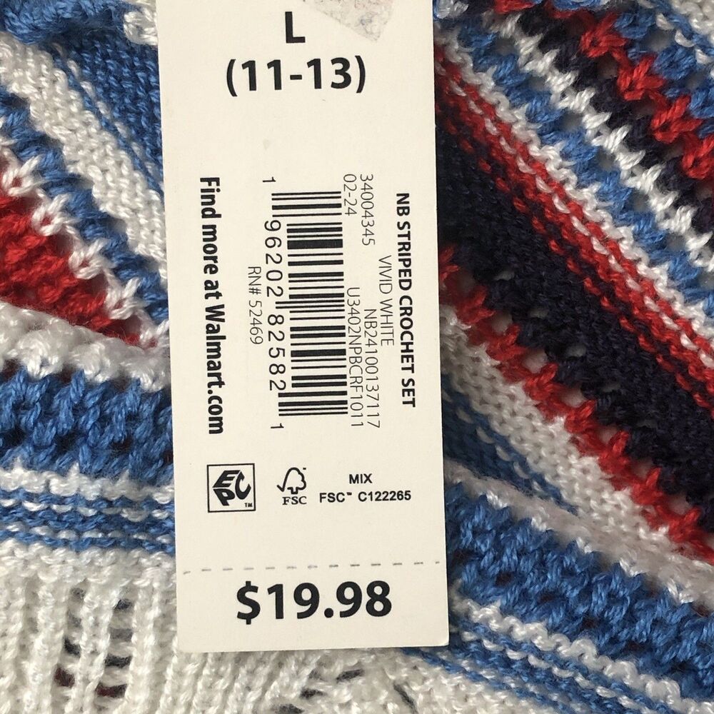 No Boundaries Striped Crochet Halter Crop Top Red White Blue Size Large NWT - Picture 11 of 15
